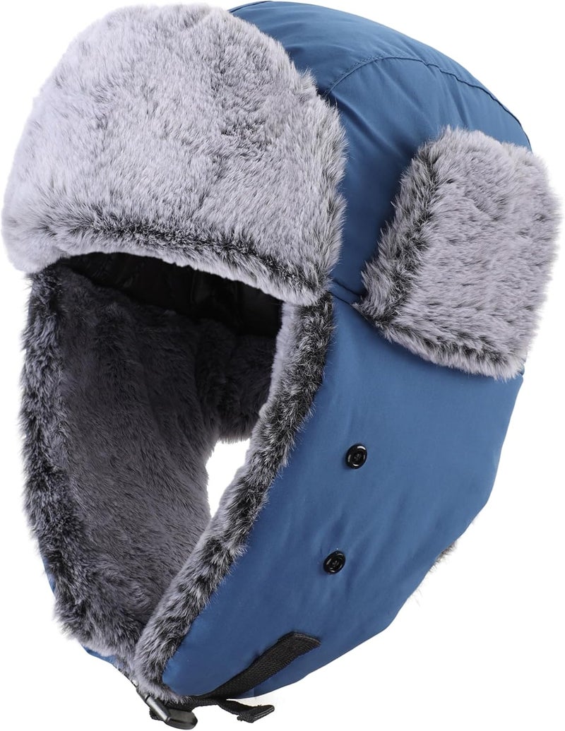 Connectyle Trapper Hat for Men Women Faux Fur Trooper Trapper Winter Hat with Ear Flaps Waterproof Ushanka Hunting Hats - Image 2